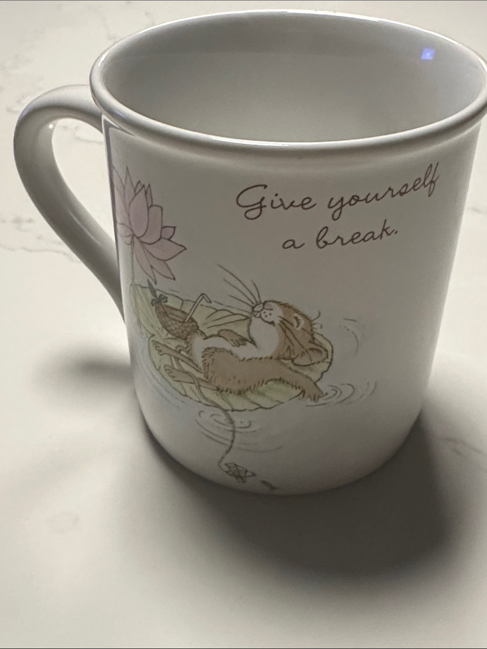 Hallmark Mugs “Give Yourself a Break” White Ceramic with Relaxing Illustrations